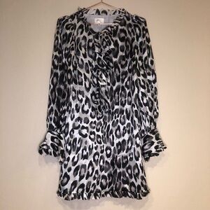Milly Vintage Leopard Print Shift Ruffle Dress